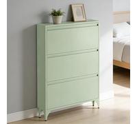 JINGJIAOPLSD Casier Chaussures à 3 Niveaux en Métal pour Entrée, Meuble a Chaussure Étroit et Discret, pour Gagner de la Place dans Le Couloir, L'entrée ou la Chambre(Green,51x15x115cm/20x6x45in)