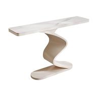 JINGJIAOPLSD Console Modernes Imitation Marbre, Console Blanche avec Structure Métallique, pour Couloir Étroit et Long, Entrée, Salon, Hall D'entrée, Bureau(Beige,120x30x80cm/47x12x32in)