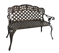 JINGJIAOPLSD Metal Garden Bench, Outdoor Benches with Curved Armrests, Retro Loveseat Chair, Hollow Out Leisure Outdoor Patio Furniture for Yard Balcony Front Porch Courtyard Park(Brown)