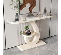 JINGJIAOPLSD Table Console, Console D'entrée en Pierre Frittée avec Cadre Métallique Géométrique pour Les Petits Espaces dans Le Salon, L'entrée ou Le Couloir(White,80x30x80cm/32x12x32in)