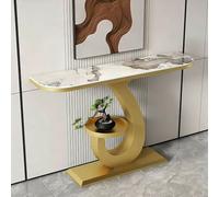 JINGJIAOPLSD Table Console, Console D'entrée en Pierre Frittée avec Cadre Métallique Géométrique pour Les Petits Espaces dans Le Salon, L'entrée ou Le Couloir(Gold,100x30x80cm/39x12x32in)