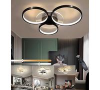 JINGKER Lumière de Plafond,Moderne LED 5 Anneaux Plafonnier 111W 11,100lm Flush Suspension Lampe avec Télécommande Dimmable 3000-6000K,pour Living Room,Bedroom, Dining Room (Noir, Φ55cm)