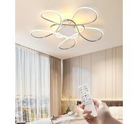 JINGKER Plafonnier LED Luminaires de plafond modernes et créatifs Dimmables avec télécommande Plafonnier en aluminium électroplaqué Convient pour les salons,les chambres,les cuisines (Chromé, Φ68cm)