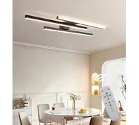 JINGKER Plafonniers moderne Plafonnier LED Plafonnier créatif à barres Lumière au plafond à intensité variable avec télécommande pour salon chambre à coucher (Noir, 3-têtes)