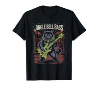 Jingle Bell Bass Cat Rock Vacances Musique Rock Noël T-Shirt