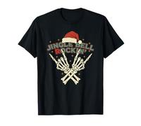 Jingle Bell Rockin Squelette Main Rock on Music Lovers T-Shirt