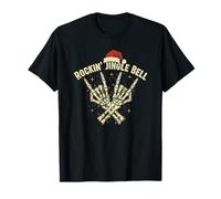 Jingle Bell Rockin Squelette Main Rock on Music Lovers T-Shirt