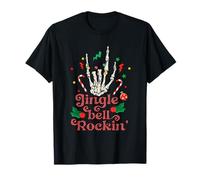 Jingle Bell Rockin Squelette Main Rock on Music Lovers T-Shirt