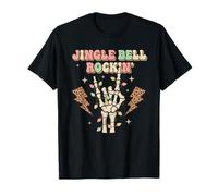Jingle Bell Rockin Squelette Main Rock on Music Lovers T-Shirt