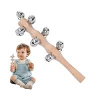 Jingle Bells à main - Instrument de musique à percussion - Jouet hochet en hêtre - Jingle Bells Stick avec poignée en bois pour danse, concerts, spectacles, fête d'anniversaire