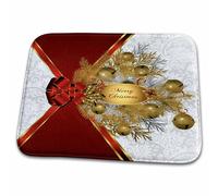Jingle Bells Et Silver and Gold Pine Springs avec La Collection De Noël Red Ribbon Paillasson Intérieur Absorbant Paillasson D'Entree Anti-Salissures Tapis De Douche pour Cuisine Salon 40X60 Cm