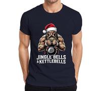 Jingle Bells Kettlebells T-shirt Père Noël Musculation Cadeau pour homme, bleu marine, 3XL