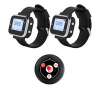 JINGLE BELLS-Système d'appel sans fil pour restaurant et bar,1 bouton d'appel de table,1 montre,récepteur de clavier,buzzer de service,73 clients - Type 4 key 2 watch