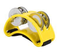 Jingle de Percussions pour Tambourin à Pied, Pédale de Percussion pour Instrument Musique Avec 4 Paires de Clochettes Acier et Sangle Réglable pour Jouer de Batterie et Guitare (Jaune)
