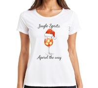 Jingle Spritz Aperol The Way - T-shirt pour femme - Cadeau de Noël et cocktail, Blanc., 3XL