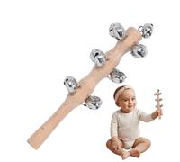 Jingle Stick - Cloche à secouer | Cloche traîneau en hêtre | Pack Tambourin en bois | Jingle Bells à main | Instrument de musique à percussion | Jingle Bells arc-en- pour les vacances de Noël