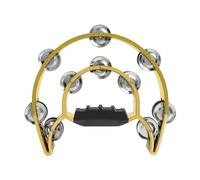 Jingles à double rangée, clochette demi-cercle, tambourin en métal, instrument de percussion, poignée confortable pour adultes, performances musicales de fête KTV (Or)