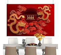 JINGLING 2024 Bonne Année Fond, Nouvel An Chinois Dragon - Bannière traditionnelle du Nouvel An 2024, bannière de décoration de fête avec éléments chinois pour l'école, l'hôtel,