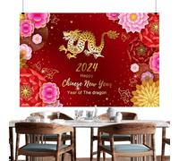 JINGLING 2024 Lunar New Year Arrière-plan, bannière du Nouvel An chinois Happy Chinese New Year 2024, bannière de décoration de fête polyvalente pour les activités de plein air, la maison, l'école