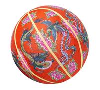 JINGLING Ballon de basket silencieux sans argile pour l'intérieur - Ballon de basket silencieux pour l'entraînement en intérieur - Ballon de basketball silencieux en tissu - Dragon Peony