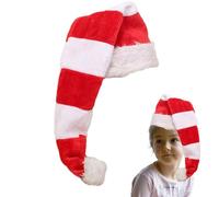 JINGLING Bonnet de Père Noël en peluche - Bonnet de Père Noël rayé - Bonnet de Noël en peluche pour adulte - Bonnet de Père Noël - Bonnet de fête - Doux et créatif