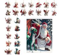 JINGLING Calendrier de l Avent Dragon - Décor Animal En Acrylique 2D,Compte À Rebours De 24 Jours De L'Avent Avec Charmes Dragon,pour Maison Sapin de Noël Voiture Rétroviseur Porte Fête Cadeaux