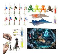 JINGLING Calendrier de l'Avent de 24 Jours pour la pêche de Noël, Compte à rebours de Noël, pour Eau Douce, Eau salée, Truite, Perche, ami, père, Mari, Adolescent, rivières, Lacs, ruisseaux