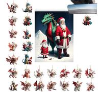JINGLING Calendrier de l'Avent Dragon,Décoration Charme Acrylique 2D | Compte À Rebours De 24 Jours De L'Avent Avec Charmes Dragon | pour Maison Sapin de Noël Voiture Rétroviseur Porte Fête Cadeaux