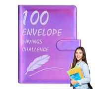 JINGLING Classeur Spar-Challenge avec 100 enveloppes, classeur Spar-Challenge avec 100 enveloppes - Défis d'économie de 100 jours, classeur de couple avec traceur laminé réutilisable, flexible