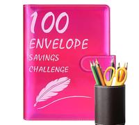 JINGLING Classeur Spar-Challenge avec 100 enveloppes, classeur Spar-Challenge avec 100 enveloppes, reliure de livres ménagers de 100 jours - Classeur de couple avec traceur laminé réutilisable