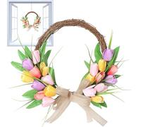 JINGLING Couronne Printanière | Décoration Florale Artificielle - Couronnes de Printemps pour la Porte d'Entrée | pour Mur Fenêtre Maison Intérieur Extérieur Salon Chambre Mariage Fête et Vacances