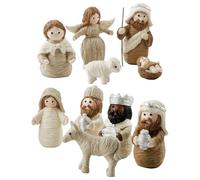 JINGLING Ensemble de crèche de Noël | 10 Figurines chrétiennes en résine - Figurines pour la crèche de Noël, pour l'intérieur et l'extérieur, pour Sapin de Noël et Table, Cadeaux de fête pour