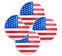 JINGLING Lot de 4 autocollants pour centre de roue - En d'aluminium - Motif drapeau américain - Pour roues de véhicule - Pour des sentiments patriotiques