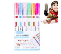 JINGLING Lot de 6 surligneurs incurvés - Marqueurs linéaires - Courbes colorées - Avec 6 formes et 6 couleurs - Pour fournitures scolaires, fournitures de bureau - Aesthetic School Stuff