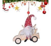 JINGLING Lutin de Noël en bois - Décoration - Pendentif festif en bois résistant à la décoloration - Pour chambre d'enfant, mur, porte, fenêtre, clôture de jardin, chambre à coucher