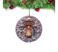 JINGLING Pendentif de crèche, design plat 2D, en acrylique, avec corde de suspension et décoration de figurines, bijoux saintes, pour Pâques, jardin, terrasse, église, maison, projets de bricolage