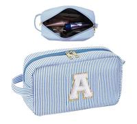 JINGLING Petite trousse de maquillage à rayures - Trousse de maquillage avec fermeture éclair - Jolie valise de maquillage - Organisateur de rangement pour sacs à main et porte-monnaie pour filles et