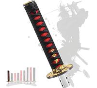 JINGLING Pommeau de levier de vitesse Samurai Sword Katana Manual Stick AT MT Car Universal Custom Shifter Lever Head avec 4 types d'adaptateurs (Noir et Rouge,20CM)
