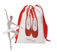 JINGLING Sac à chaussures - Sac à chaussures de danse en satin avec cordon de serrage - Sacs de rangement légers en satin anti-poussière - Pour ballet, danseurs, femmes et filles, rouge, Voir