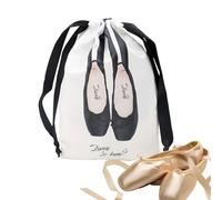 JINGLING Sac à chaussures - Sac à chaussures de danse en satin avec cordon de serrage - Sacs de rangement légers en satin anti-poussière - Pour ballet, danseurs, femmes et filles, Noir , Voir