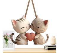 JINGLING Sculpture d'un chat | Figurine en bois plate bidimensionnelle en forme d'animal, Sculpture d'un couple de chats | Pour les mariages, les fêtes d'anniversaire, la chambre romantique