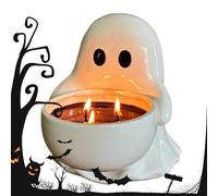 JINGLING Support de Bougie Chaton Fantôme | Porte-Bougies Fantôme Effrayant en Céramique pour Cheminée,Support Décoratif pour Fêtes Réceptions Tables Hôtels Commerces Vitrines