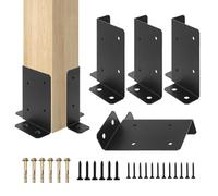 JINGLING Support de Poteau de Clôture - Kit de Supports pour Poteaux de Clôture et Pergola en Bois - Fixation Solide Pour Béton 4 Pièces Pour Pergola Véranda Deck Aménagement Extérieur