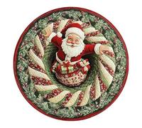 JINGLING Tapis De Décoration De Noël,Paillasson Rond à l'effigie du Père Noël Lavable - Moquette à Illusion d'Optique pour Sol et | pour Salle de Bain Entrée Maison Chambre Séjour Cuisine