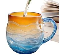 JINGLING Tasse à café coucher de soleil, tasse en verre avec mer et coucher de soleil - Tasse à lait décorative, pour café, lait, boissons froides et chaudes Bureau Cuisine Bureau Bureau Étude Maison