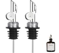 JINGLOUA Lot de 2 Verseurs D'huile en Acier Inoxydable avec Bouchon Anti-Goutte et Couvercle à Rabat Automatique,Dosage Précis,pour Huile d'olive, Vinaigre,Alcool Accessoire Bar et Cuisine(Argent)