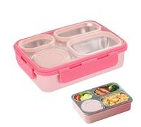 Jingmiger Boîte à déjeuner en acier inoxydable, récipient étanche à 4 compartiments avec grande capacité - Boîte à déjeuner pour le déjeuner et les collations | Pour bureau, pique-nique, camping