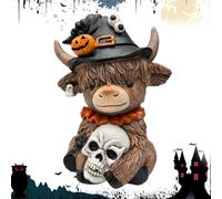 Jingmiger Figurine décorative de vache des hautes terres d'Halloween - Figurine décorative vache Highland - Décoration de table - Pour ferme, salon, cuisine, bureau, chambre à coucher
