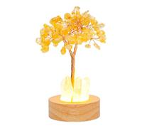 Jingmiger Lampe Arbre de Fortune en Cristaux Naturels Jaunes,Veilleuse Arbre Cristallin,Décorations Artisanales pour Salon Chambre Bureau - Cadeau Maison Anniversaire Thanksgiving