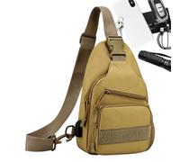 Jingmiger Sac à bandoulière pour homme - Poche poitrine - Bandoulière - Réglable - Imperméable - Compagnon de sport pratique pour l'escalade, la randonnée, le camping, kaki, Siehe Beschreibung